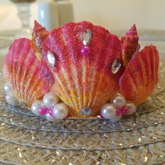 Handmade Mermaid🧜🏼♀️ Skirt & Crown Costume + Shell cups with pearl Details - Picture 7 of 8